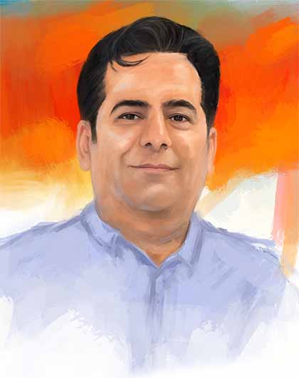 Illustrated portrait of journalist Sirwan Berko by Lukman Ahmad.