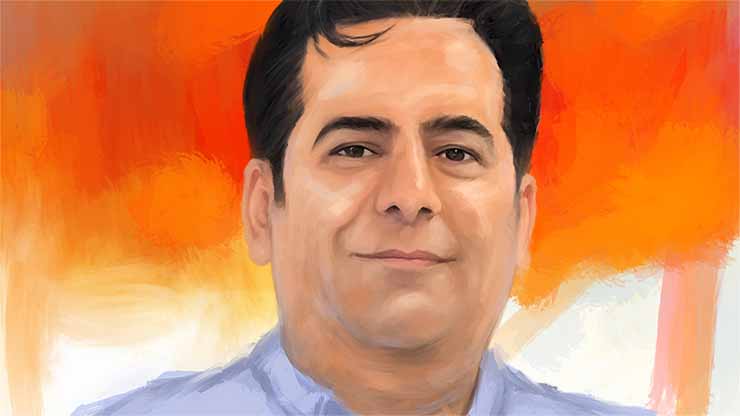Illustrated portrait of journalist Sirwan H. Berko, manager of ARTA FM by Lukman Ahmad | VOA News 