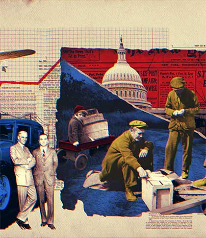 Collage illustration of the Smoot-Hawley Tariff Act (Chin Soo Park / VOA News)